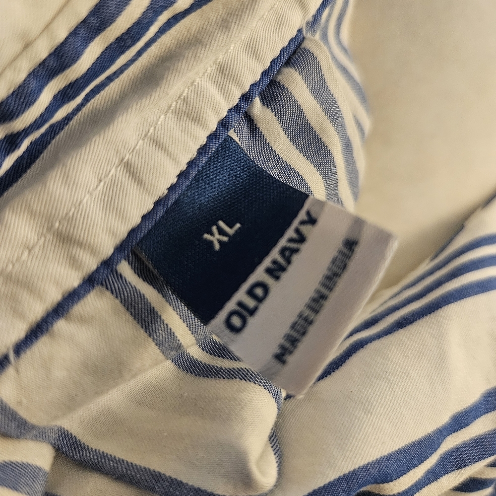 Old Navy Women's Size XL Blue and White Striped Shirt Dress with Pockets - Picture 14 of 15